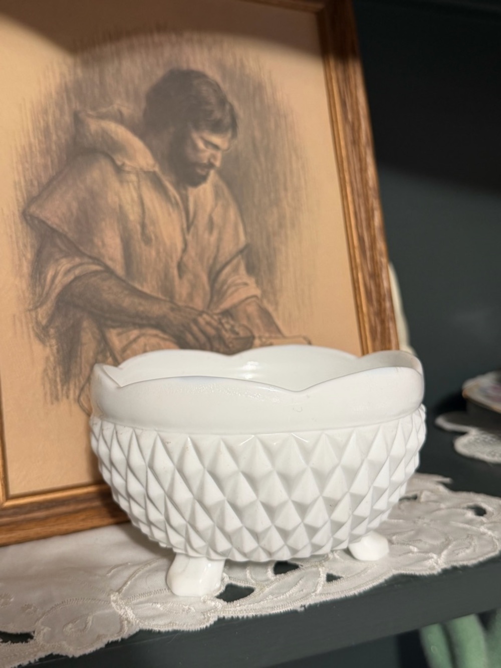 White Milk Glass Footed Bowl